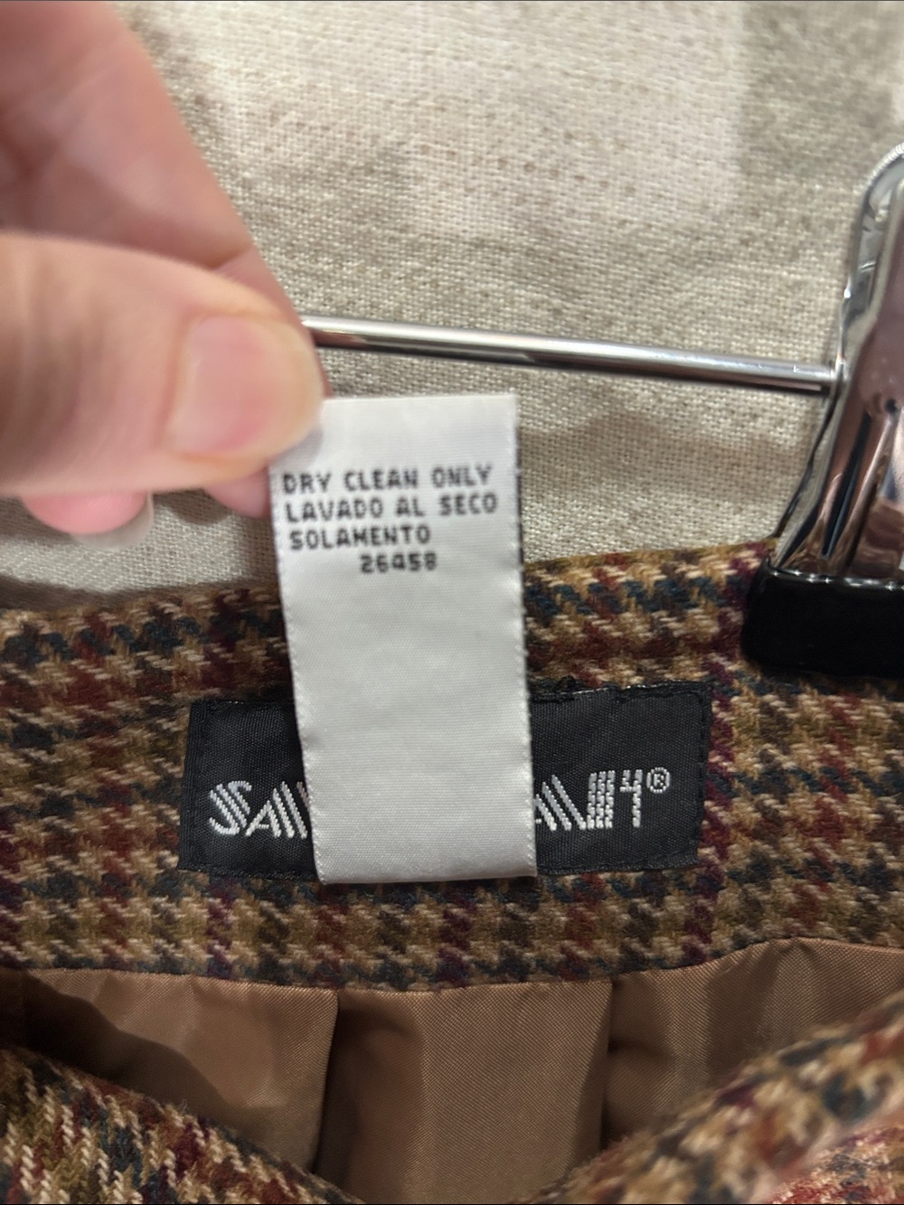 Vintage Savannah Wool Blend Houndstooth Pencil Skirt 90s Heritage Equestrian EUC - Picture 3 of 5